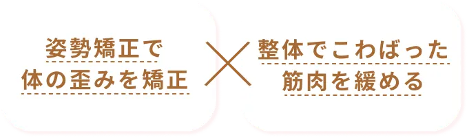 姿勢矯正で体の歪みを矯正✖️整体でこわばった筋肉を緩める